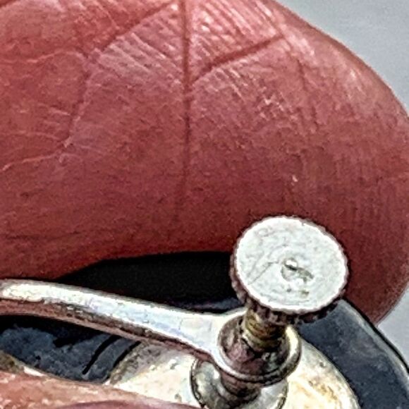 Vintage black turquoise crystal mid century earrings screw back - Picture 6 of 7